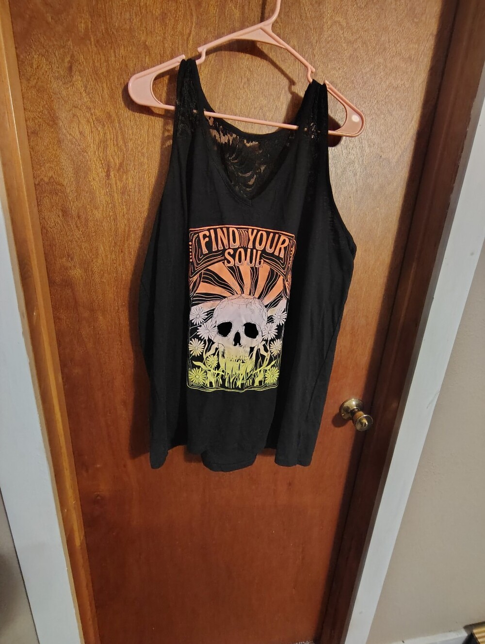 torrid Black Tank Top with Orange-Yellow Gradient Skull Graphic